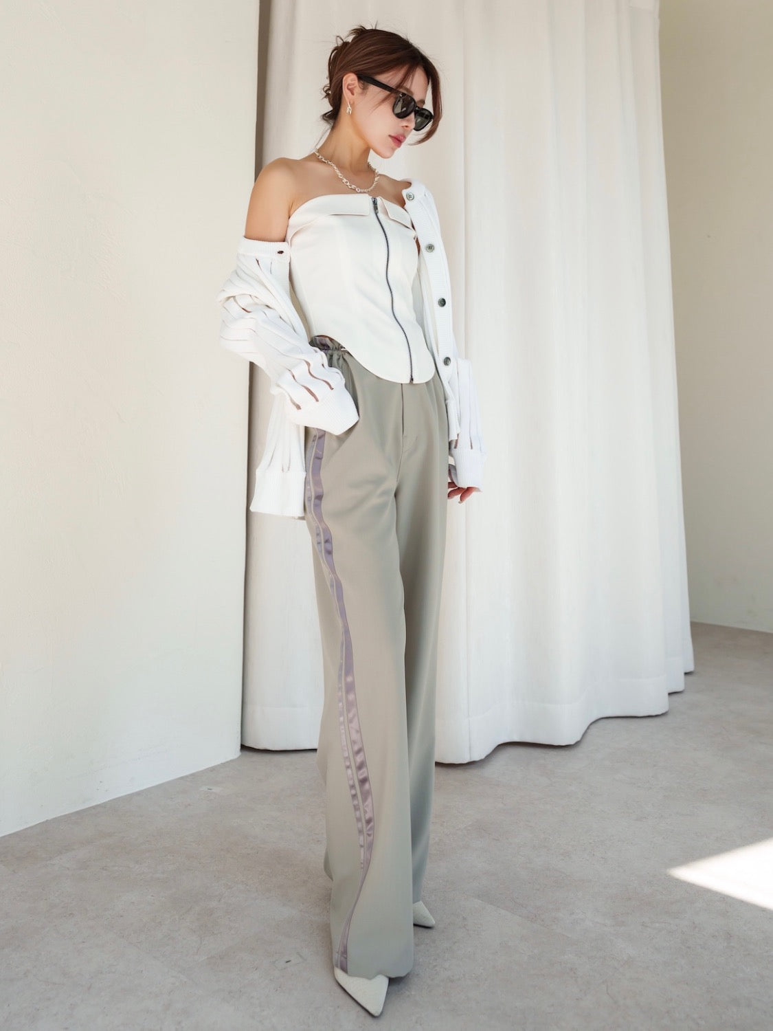 MODEL:159cm<br>着用サイズ:0<br>COLOR:ホワイト