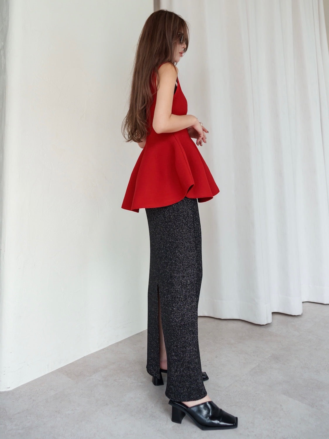 2way ペプラム Knit チュニック
