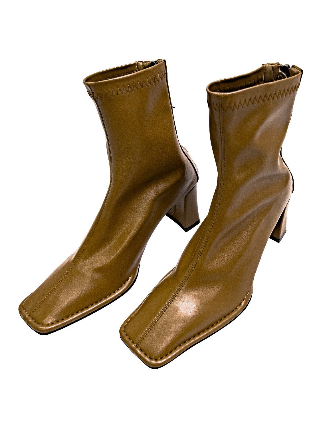 Eco leather square short boots
