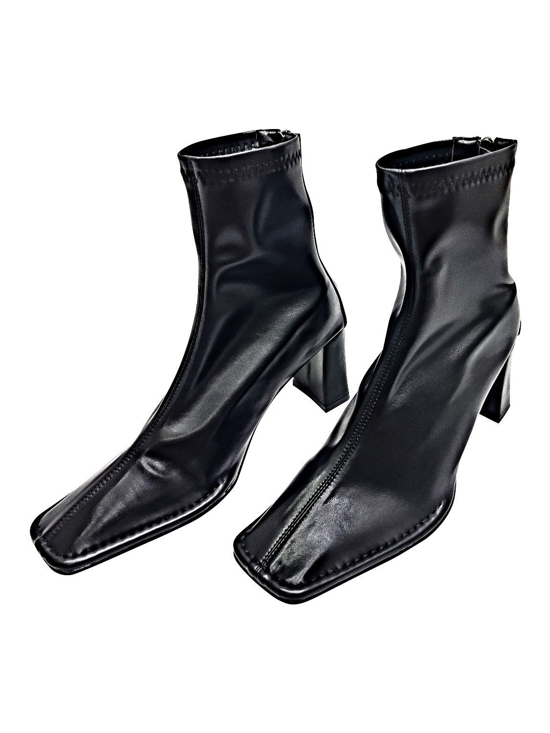 Eco leather square short boots