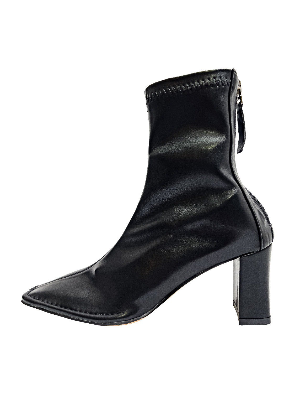 Eco leather square short boots