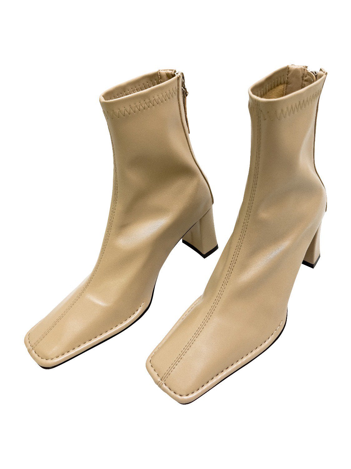 Eco leather square short boots
