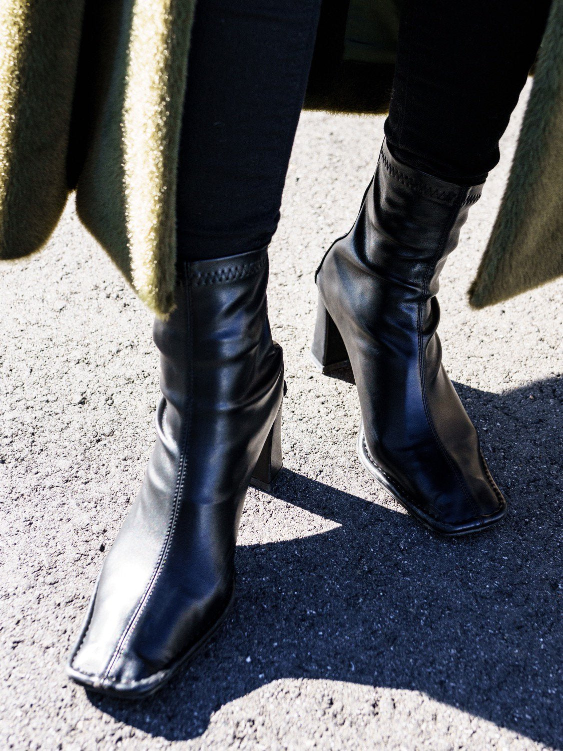 Eco leather square short boots