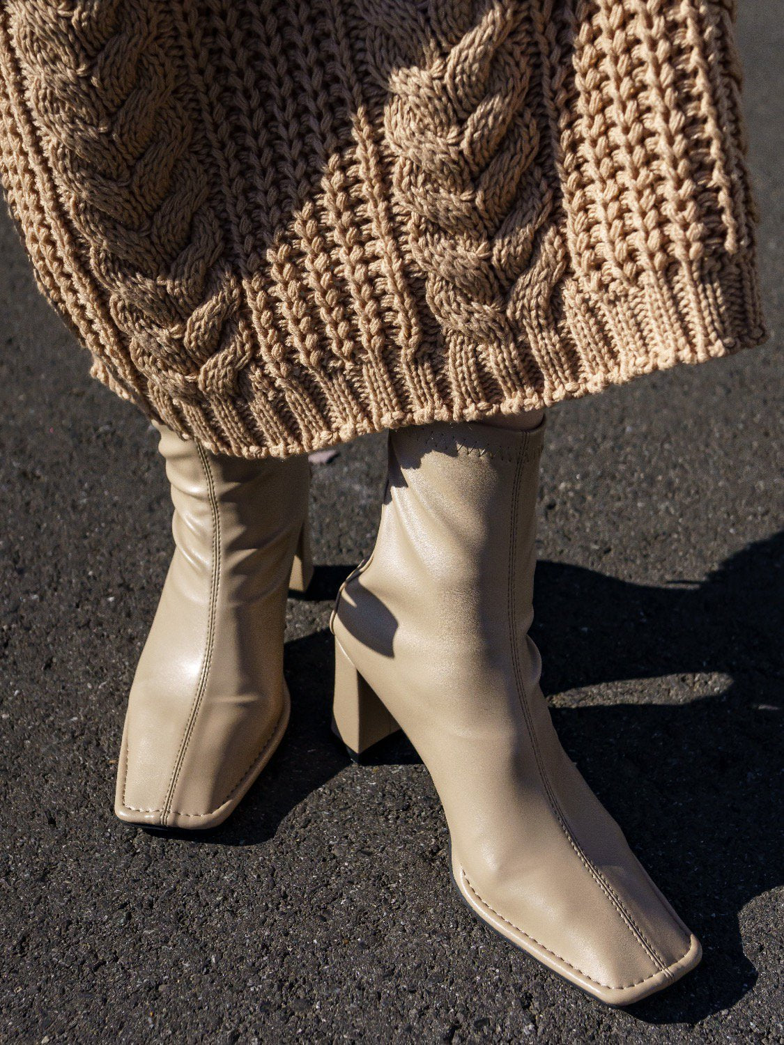 Eco leather square short boots