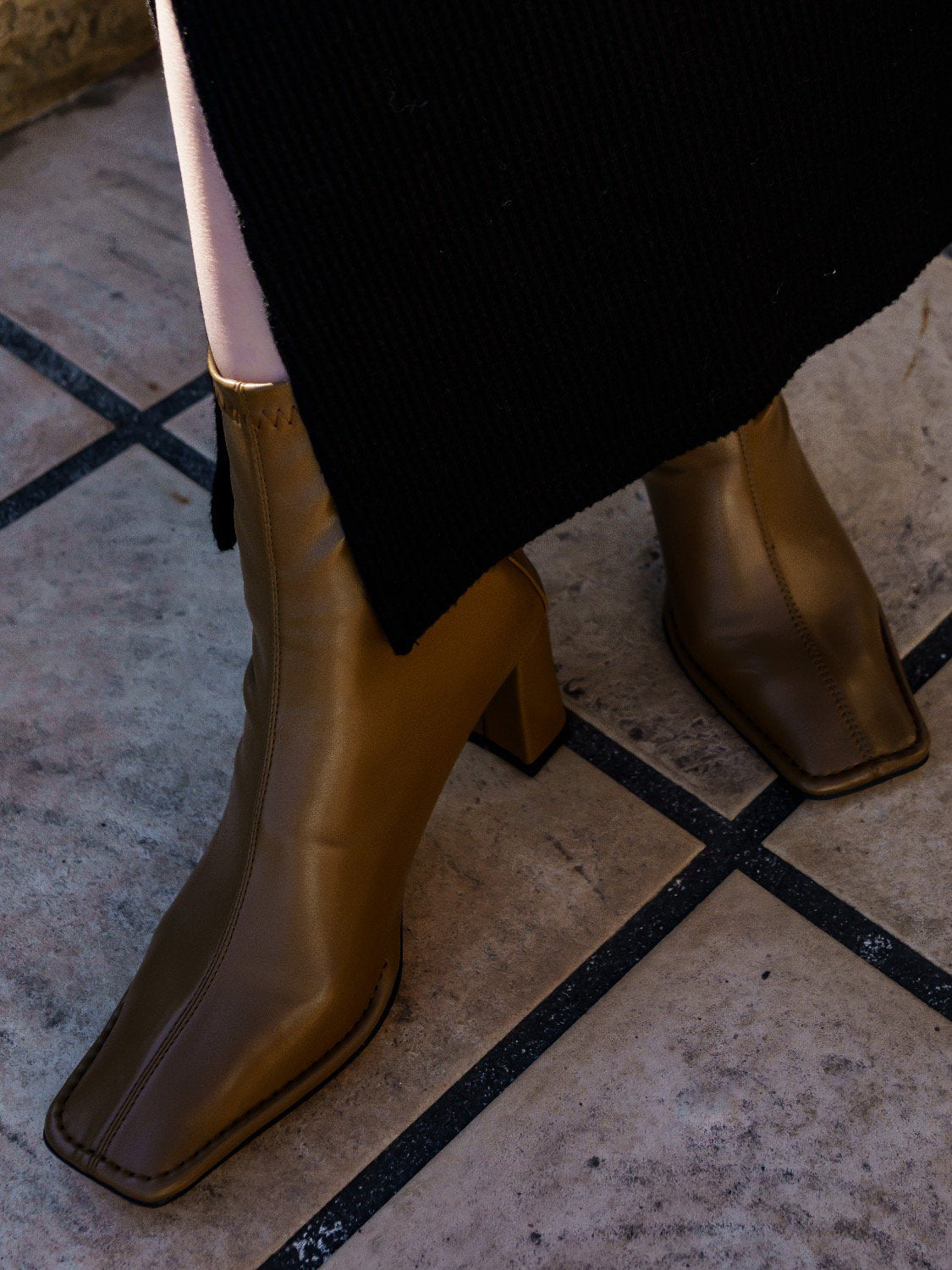 Eco leather square short boots