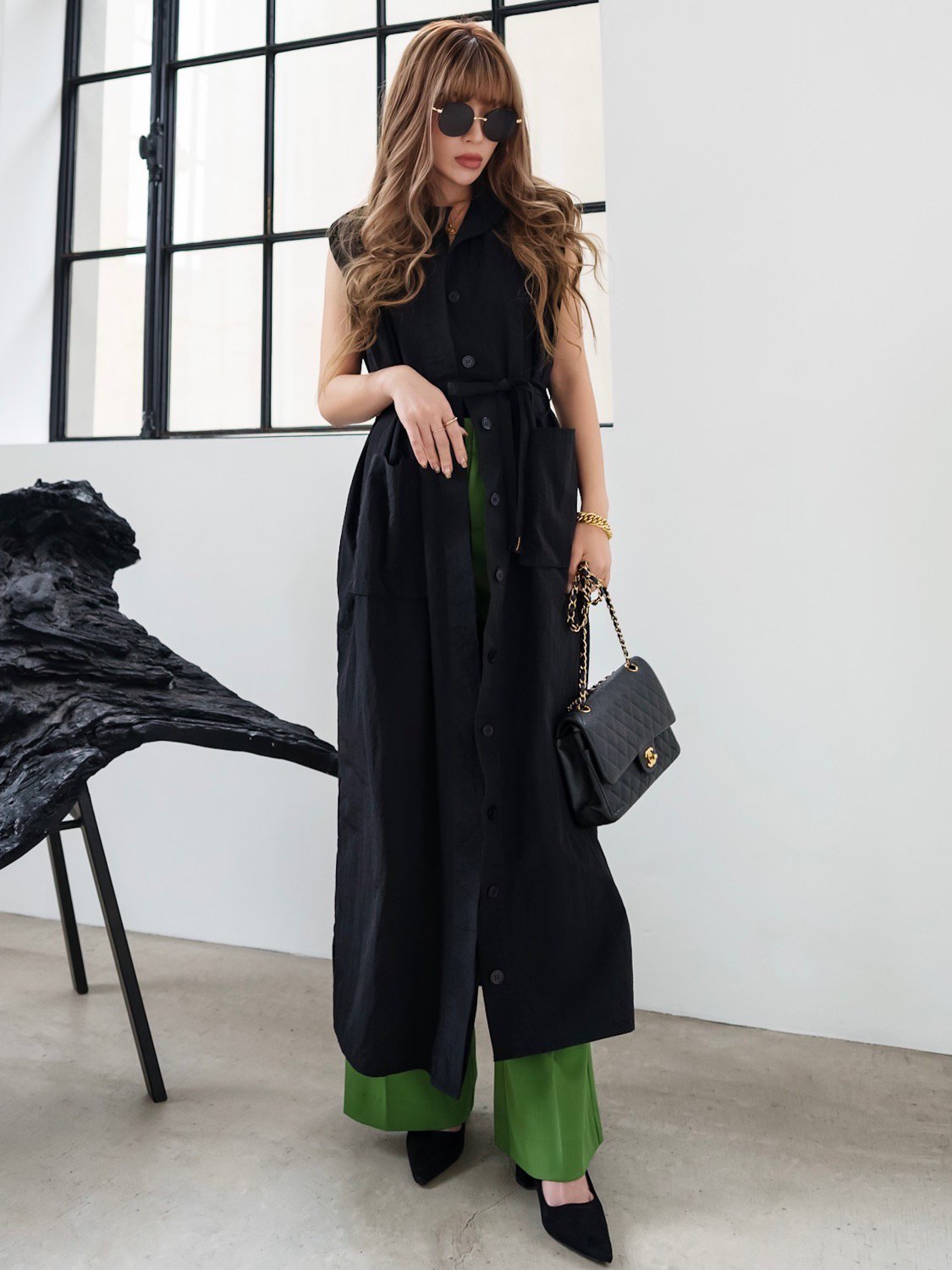 2way long gilet dress