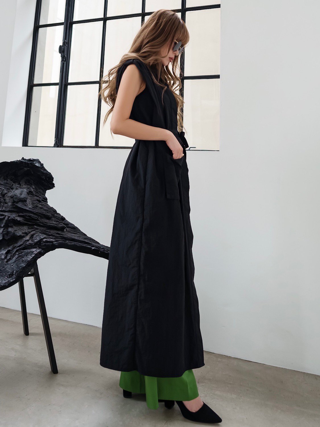 2way long gilet dress