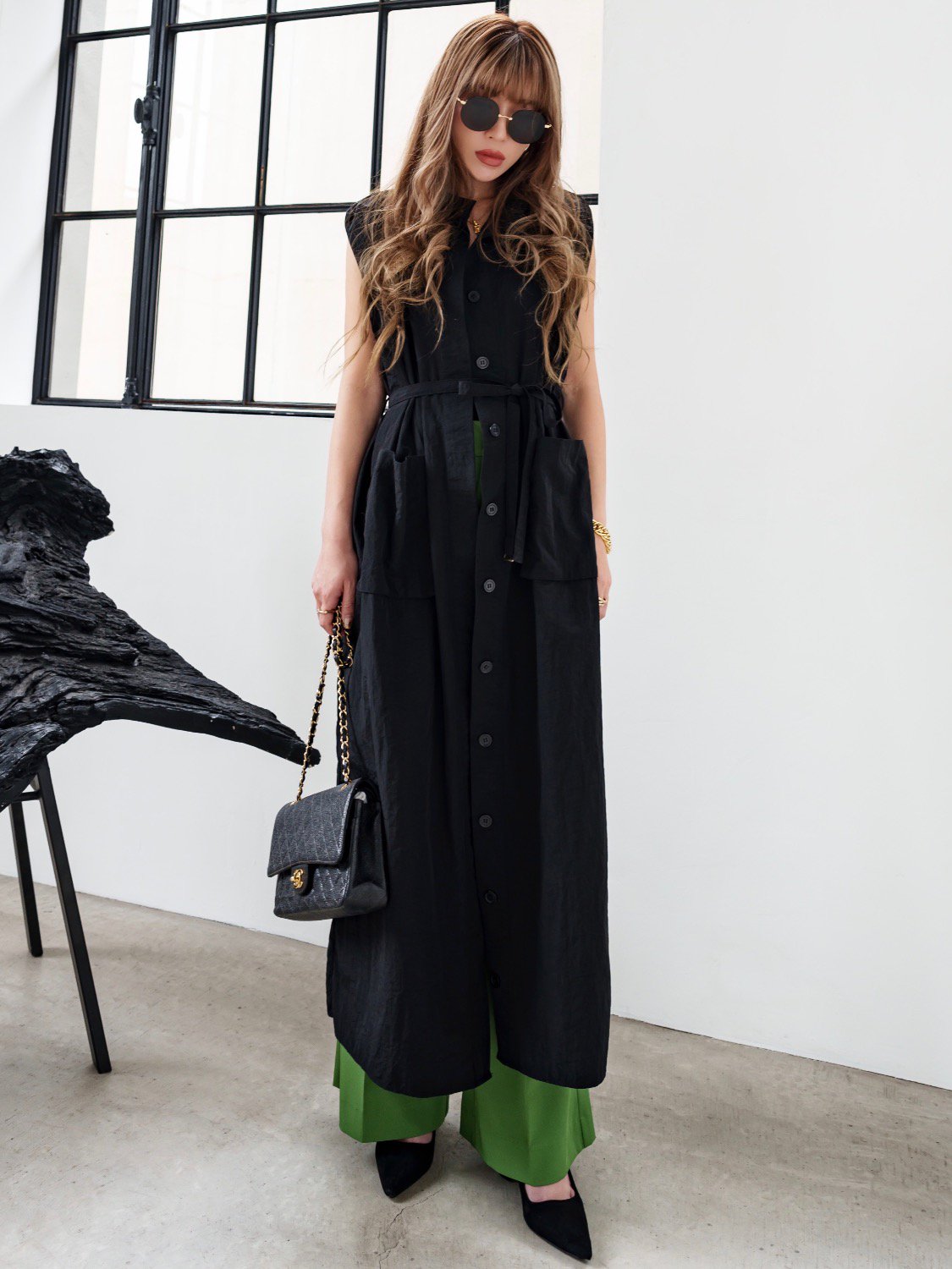 2way long gilet dress