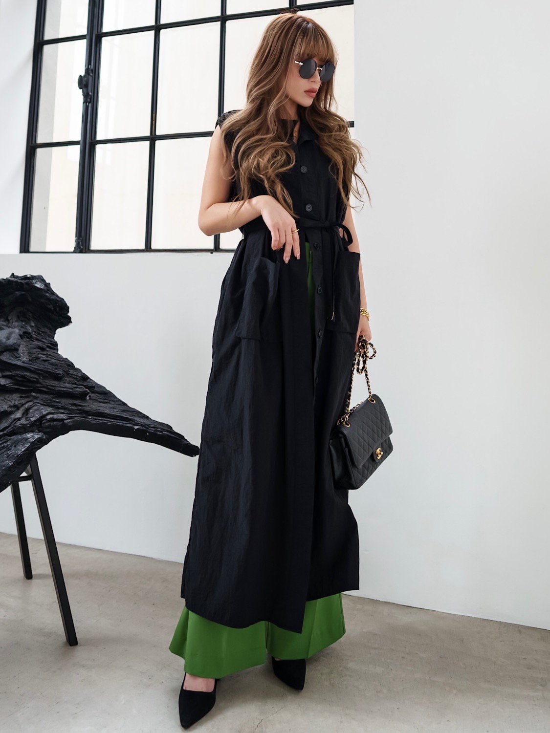 2way long gilet dress