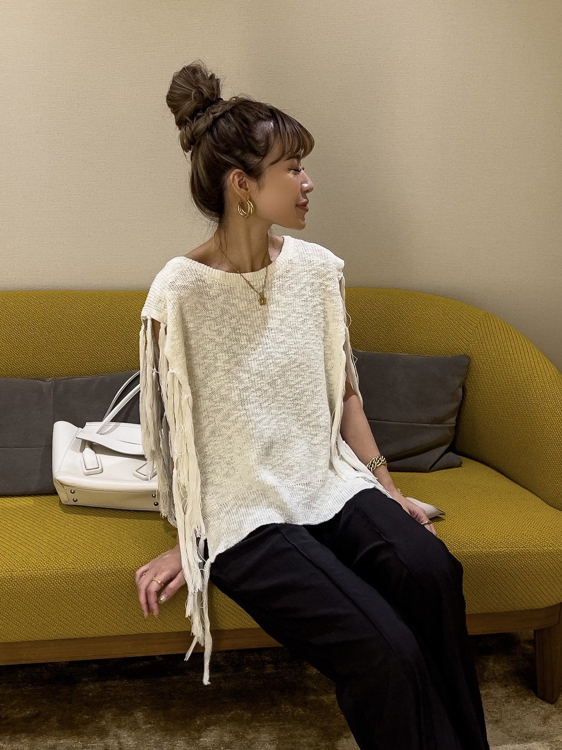 フリンジ Knit ポンチョ
