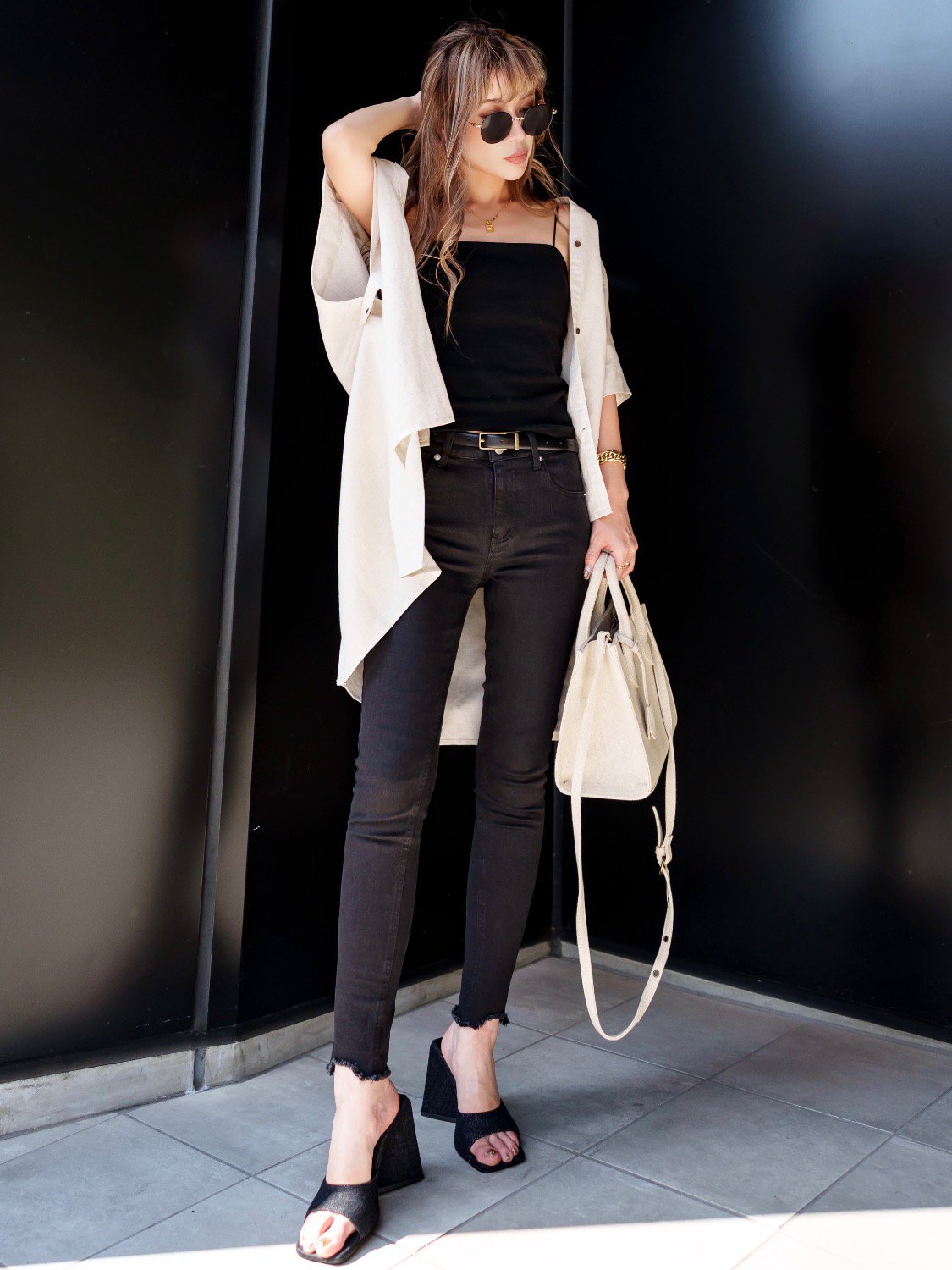 Hem-Damage Black Skinny