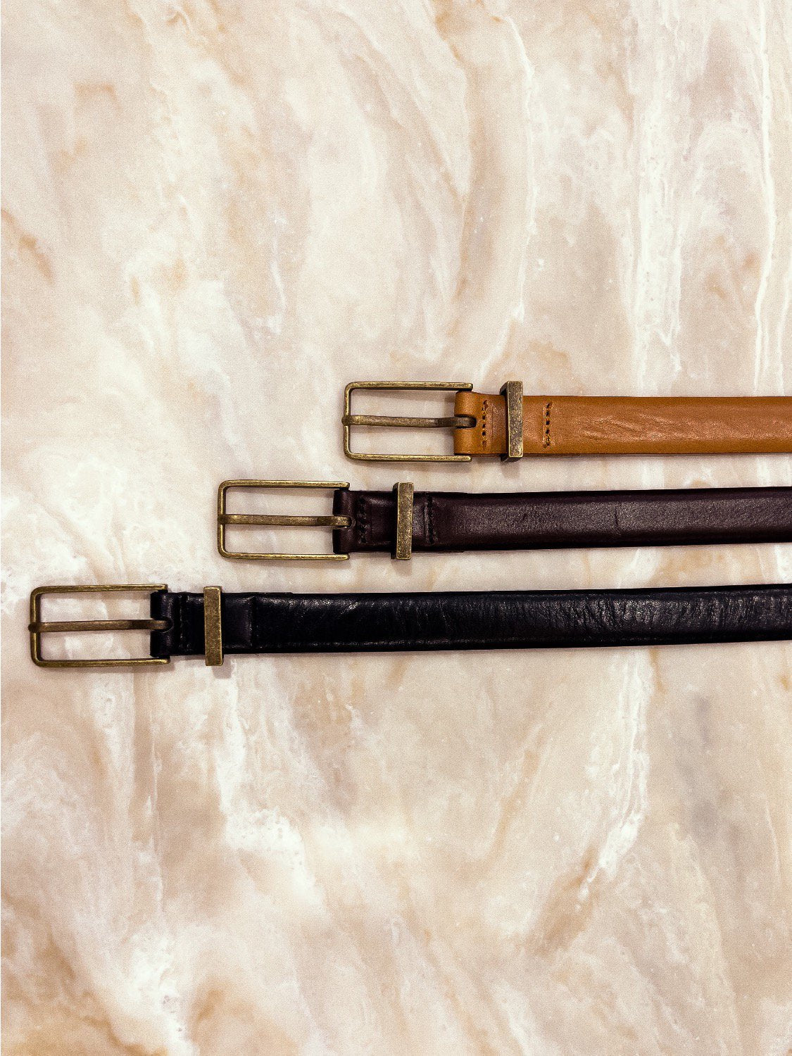 Square buckle leather belt