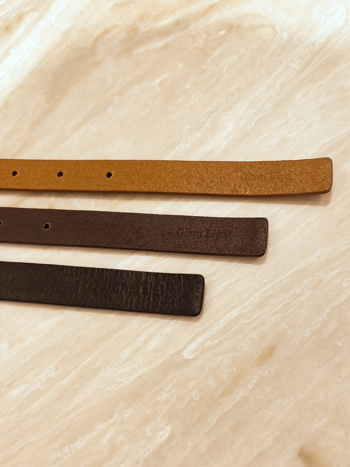 Square buckle leather belt