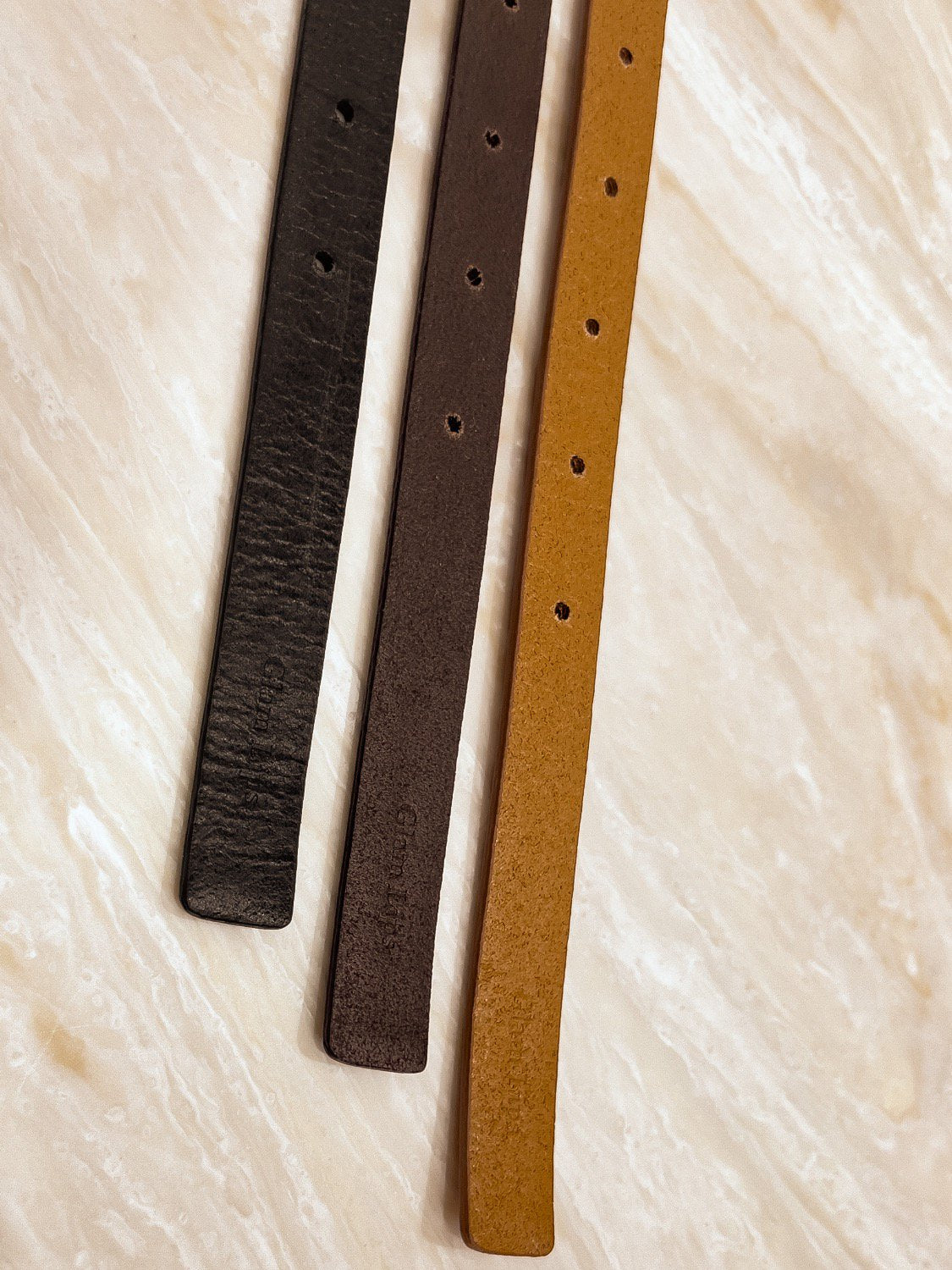 Square buckle leather belt