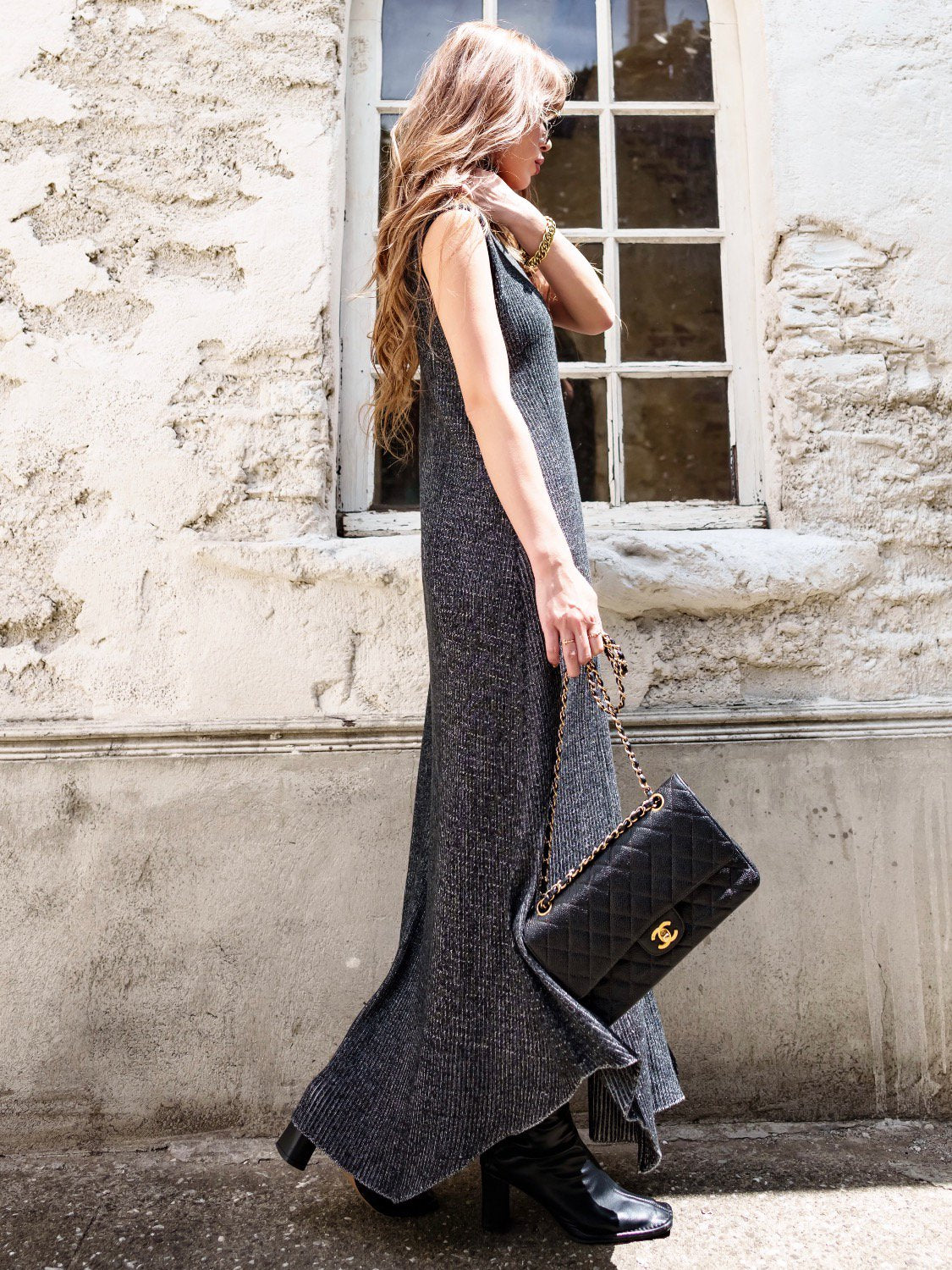 MIX リブ タートル ワンピース