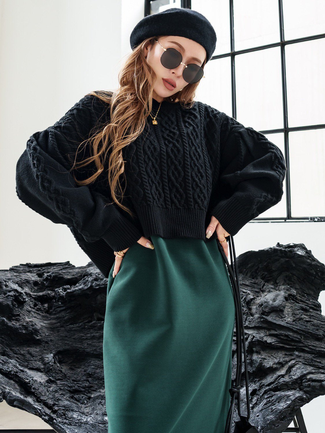 2way ケーブル カーディガン