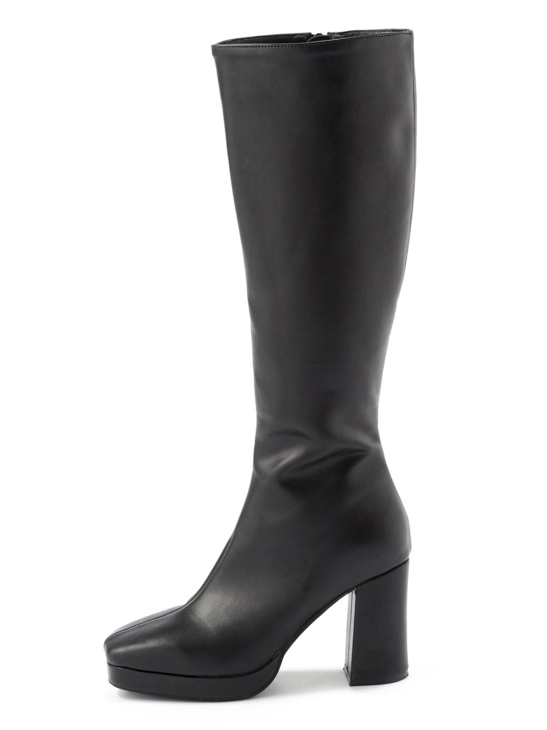 Ecoレザー スクエア ロングブーツ