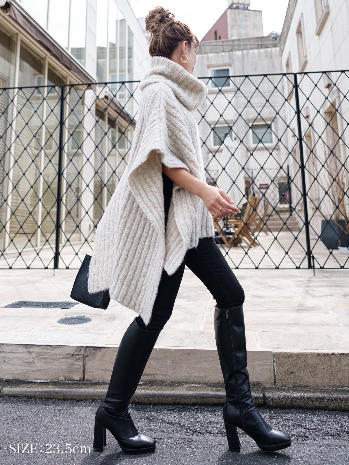 Ecoレザー スクエア ロングブーツ