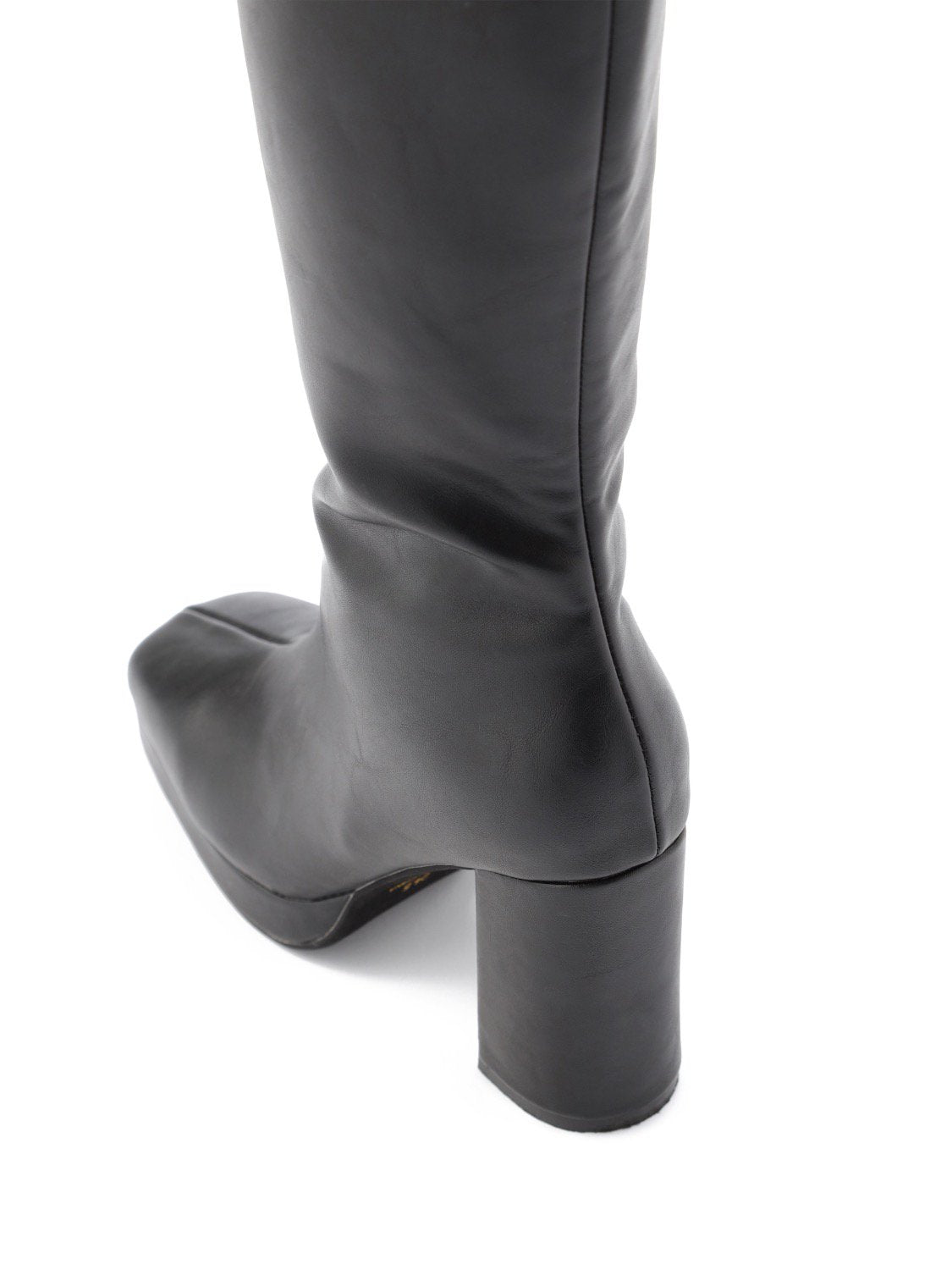 Ecoレザー スクエア ロングブーツ