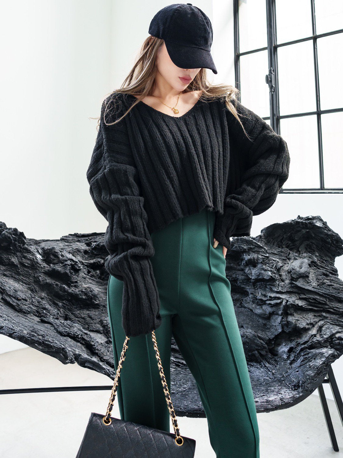 ワイドリブ クロップド Knit