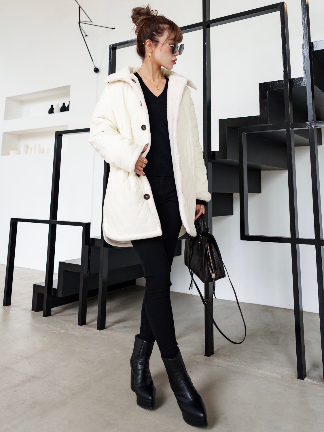 リバーシブル Boa キルティング コート