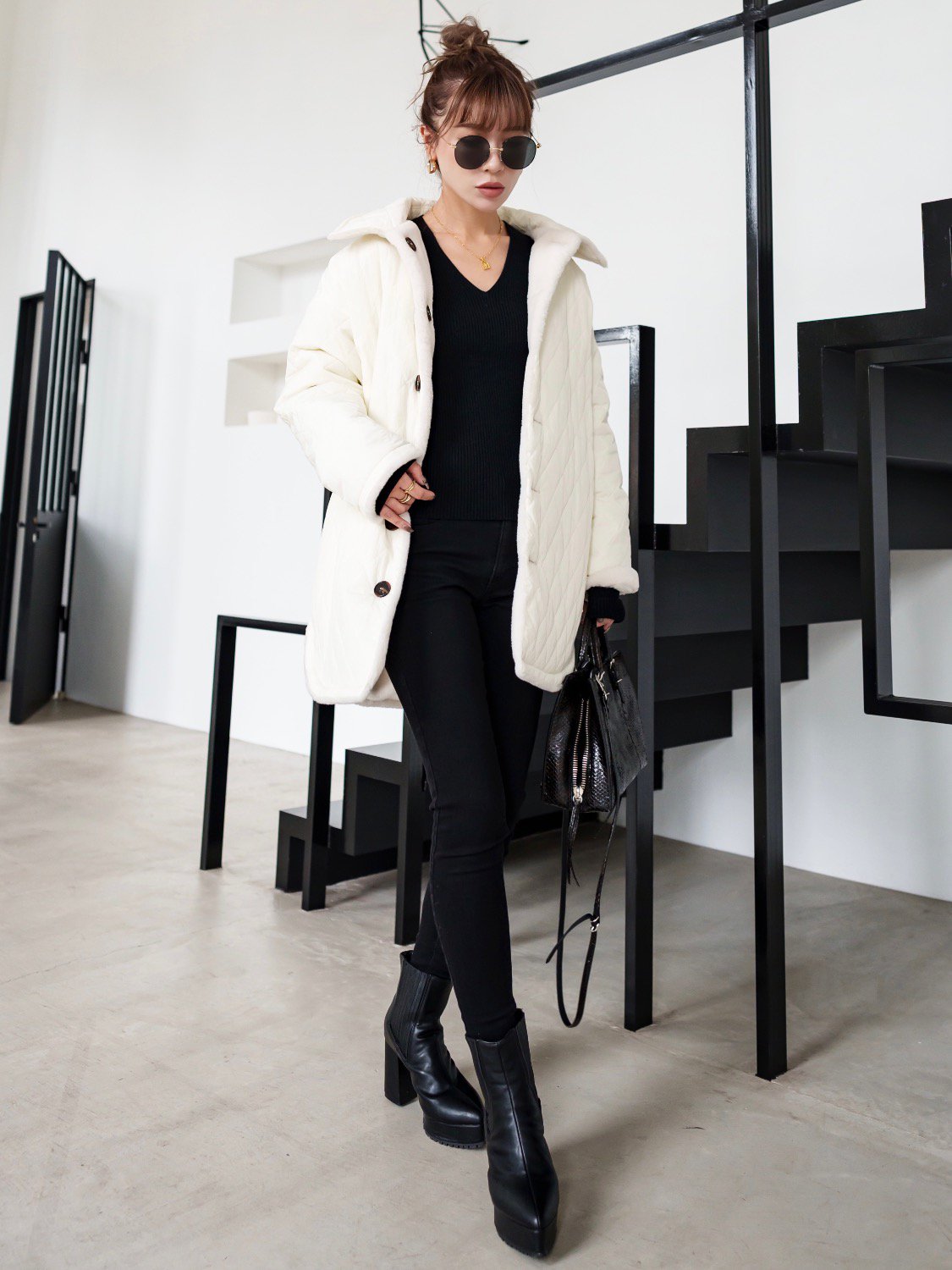 リバーシブル Boa キルティング コート