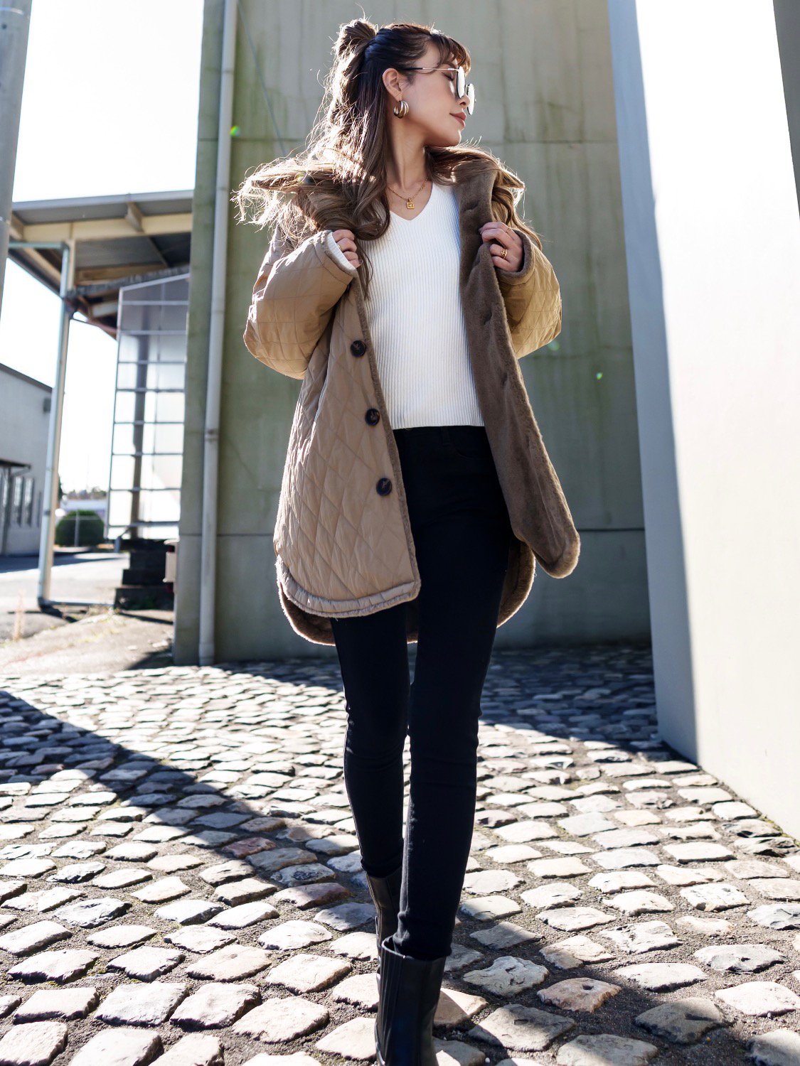 リバーシブル Boa キルティング コート