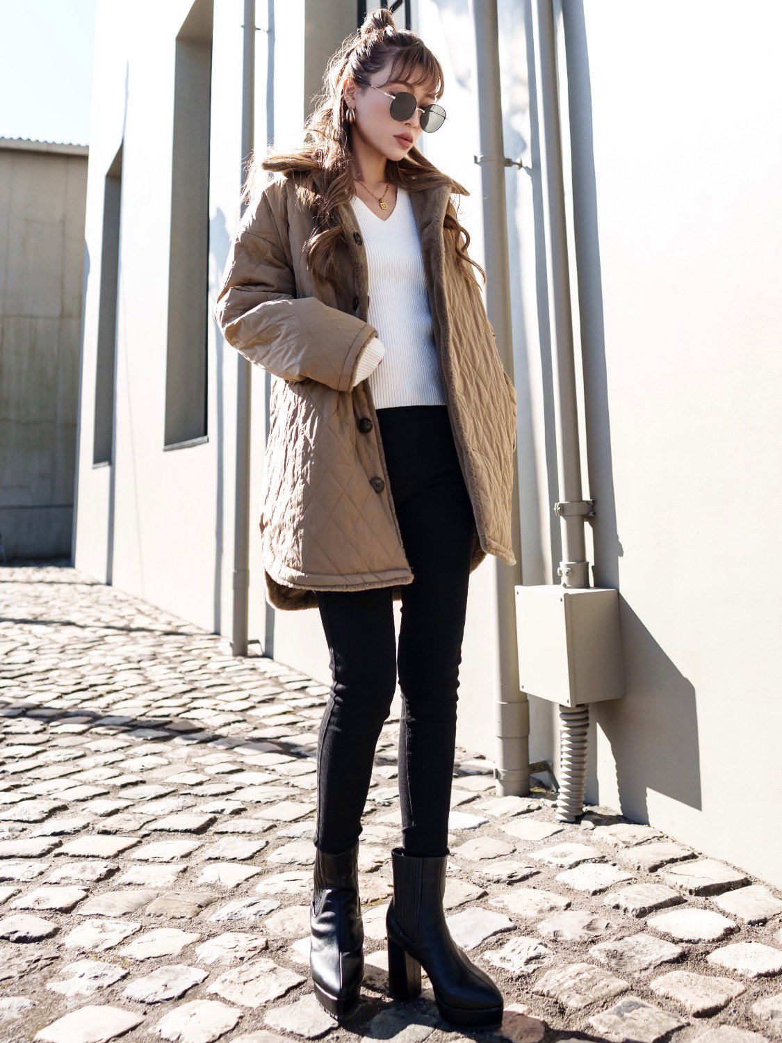 リバーシブル Boa キルティング コート