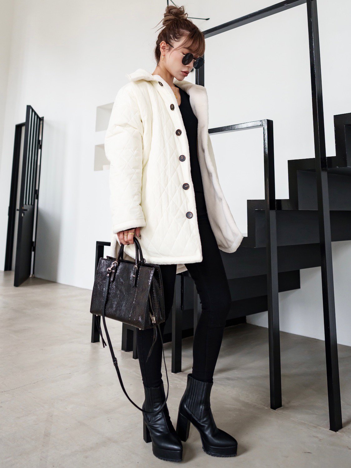 リバーシブル Boa キルティング コート