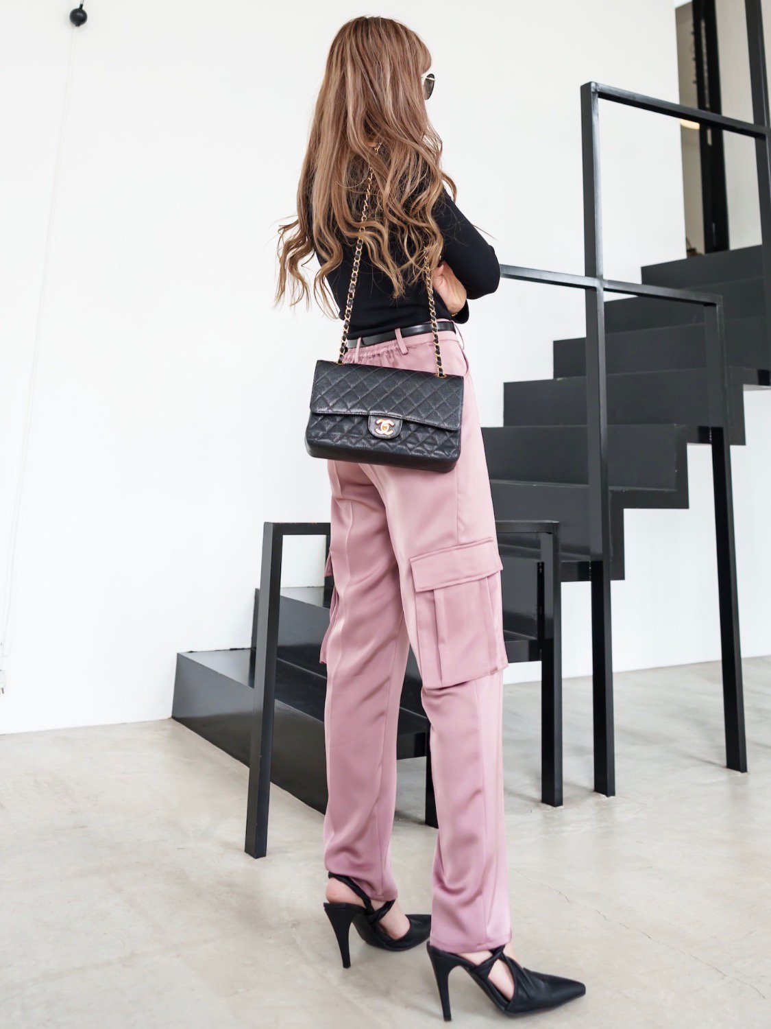 Satin Tapered Cargo Pants