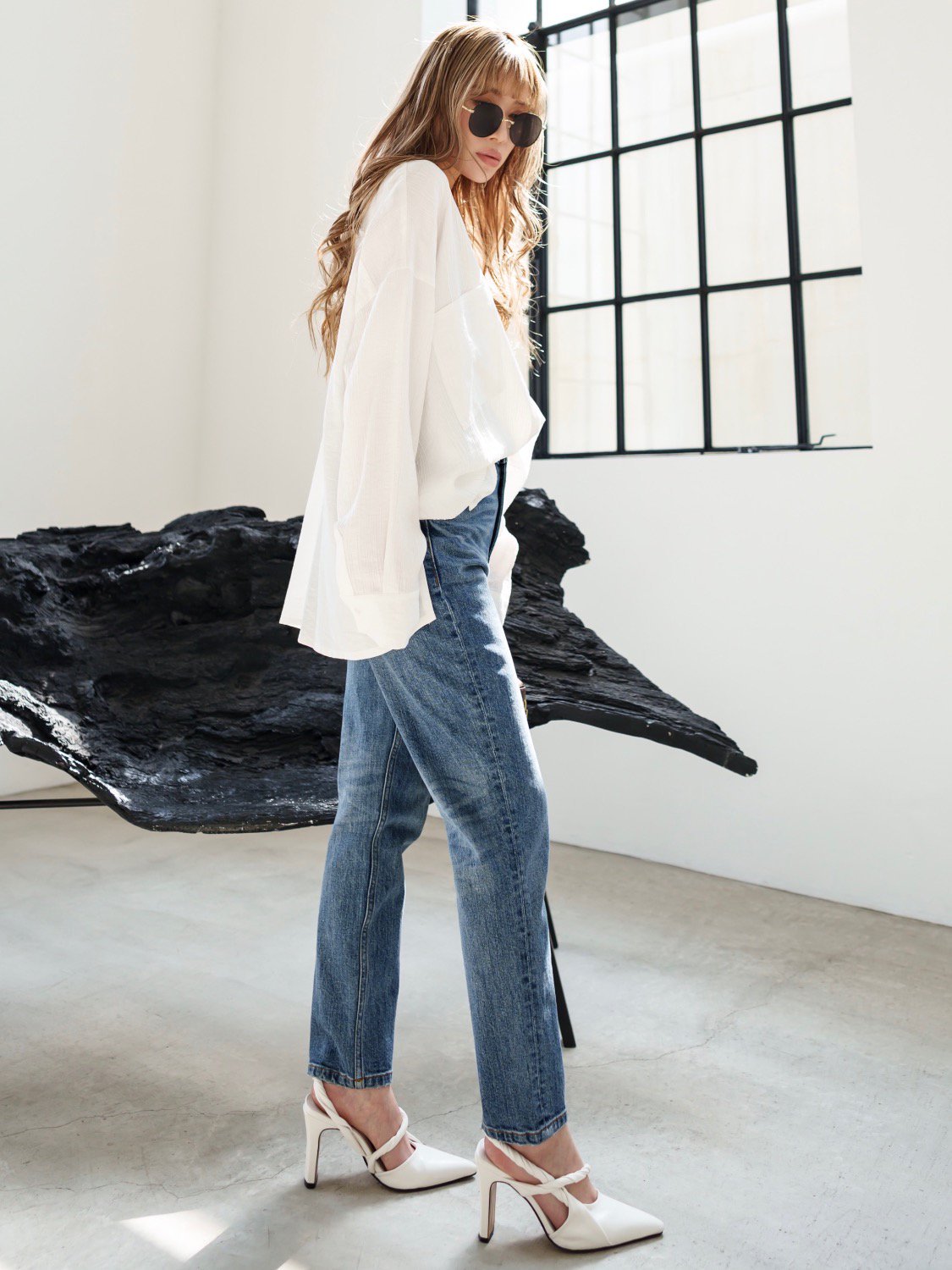 Tapered High-rise Denim