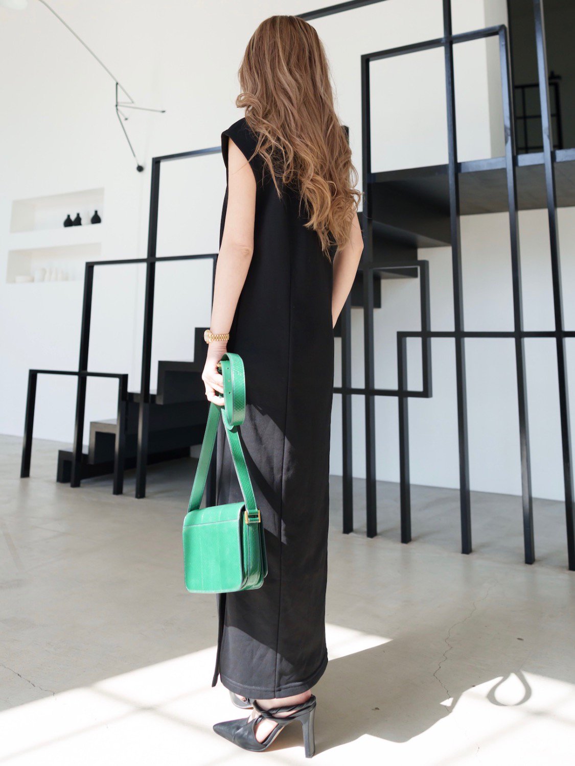 Off-turtleneck sweatshirt One-piece