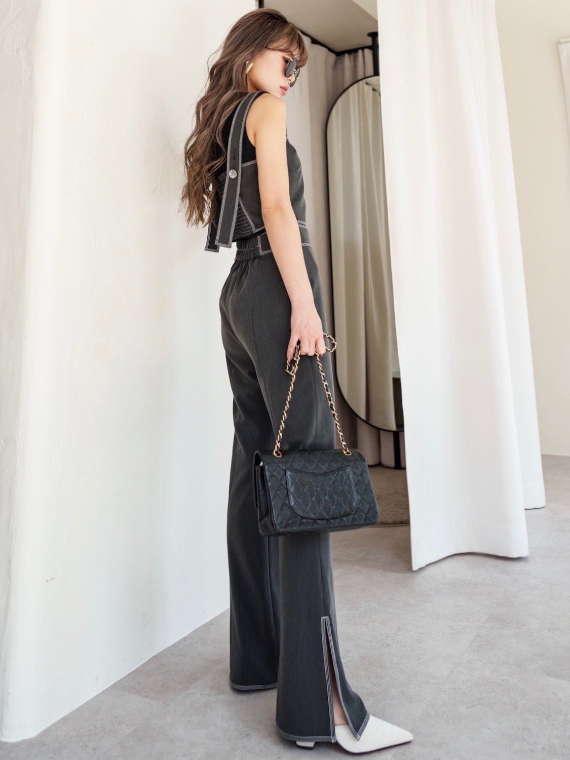Stitched Back-shirring Bustier