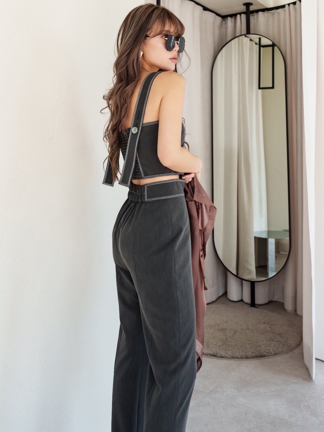 Stitched Back-shirring Bustier