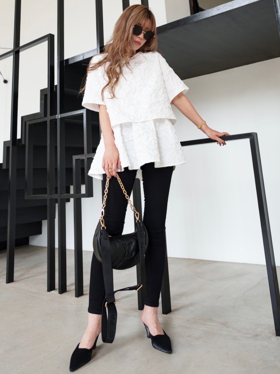 Jacquard Half Sleeve Tops