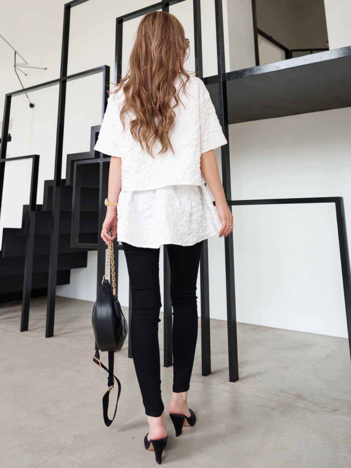 Jacquard Half Sleeve Tops
