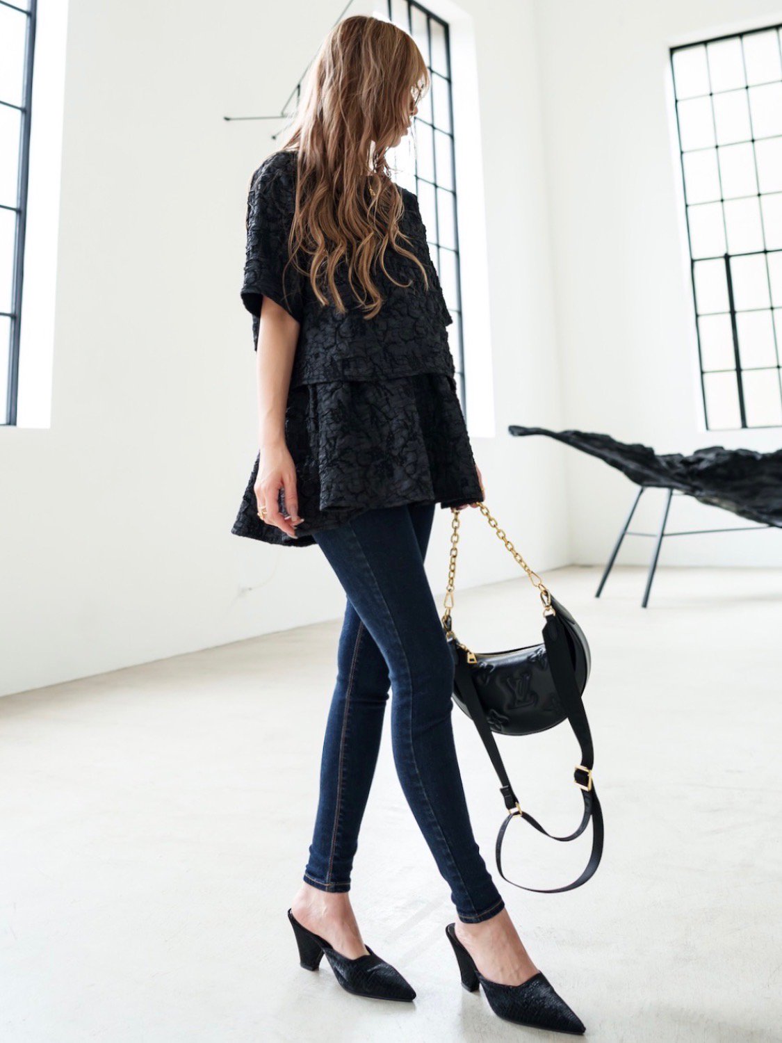 Jacquard Half Sleeve Tops