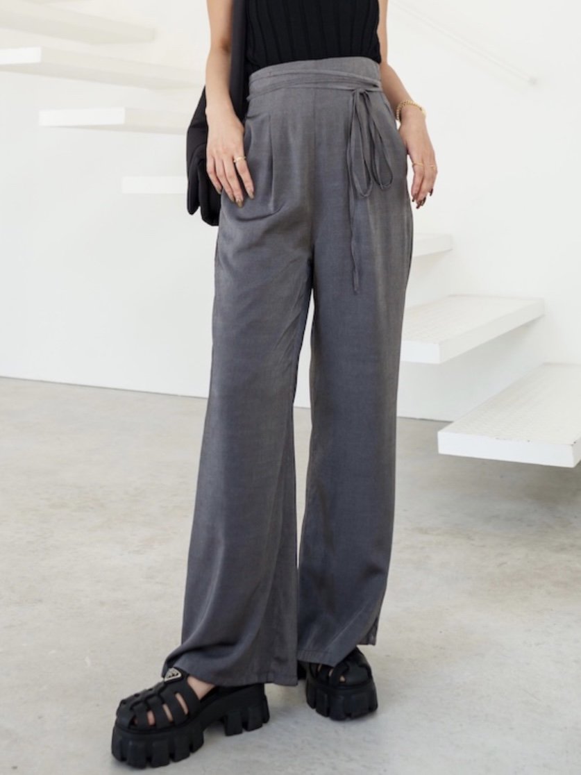 ウエストコード サテン Wide-pants