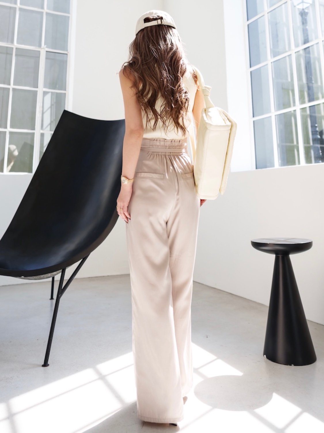 ウエストコード サテン Wide-pants