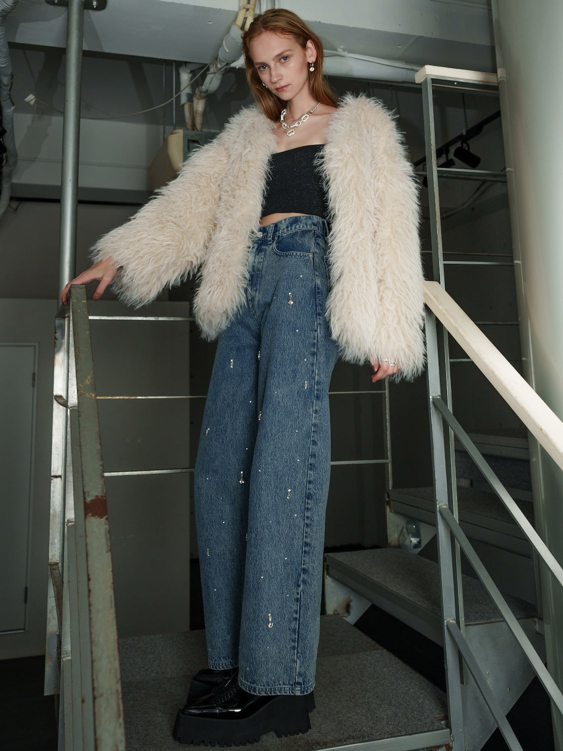 ノーカラー チベット Fur コート