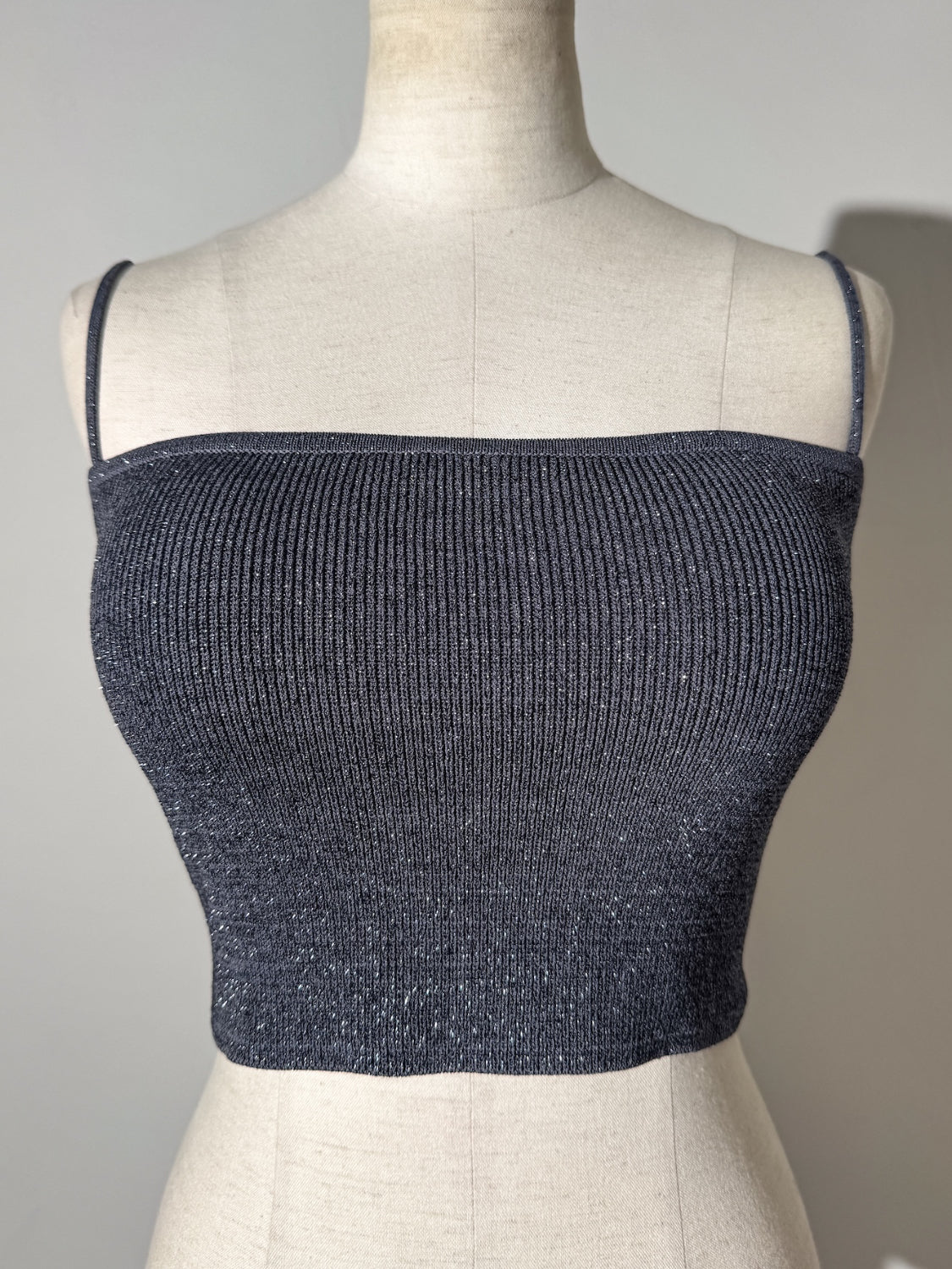 Cup-in スクエア ラメ KNITキャミソール