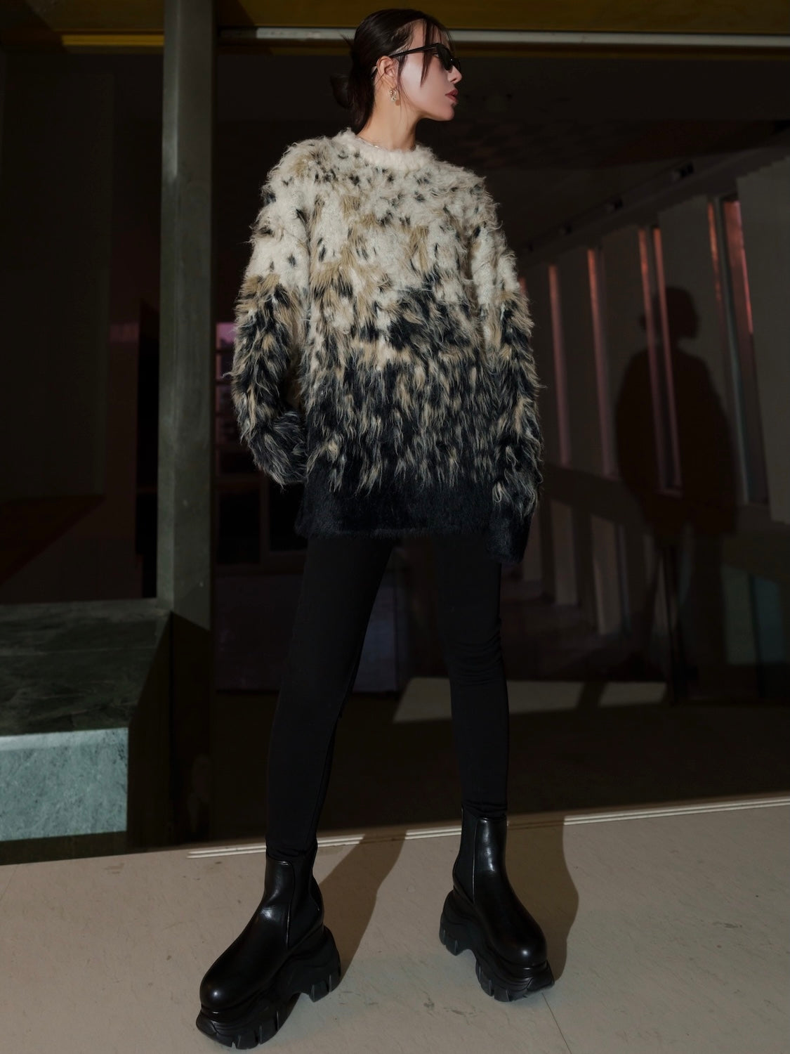 グラデーション Hairy KNIT プルオーバー