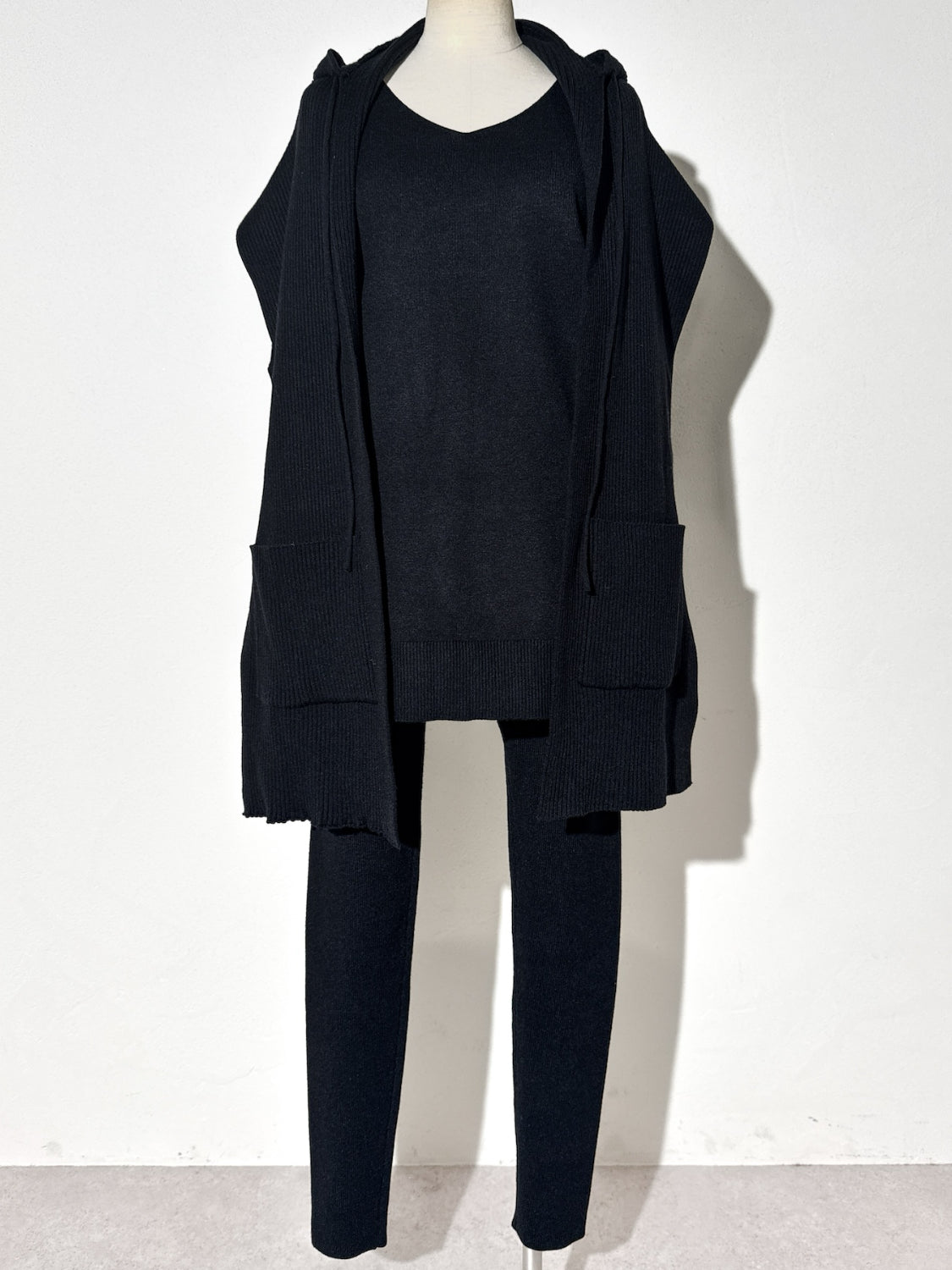 3ピース フーディー ポンチョ KNIT セットアップ