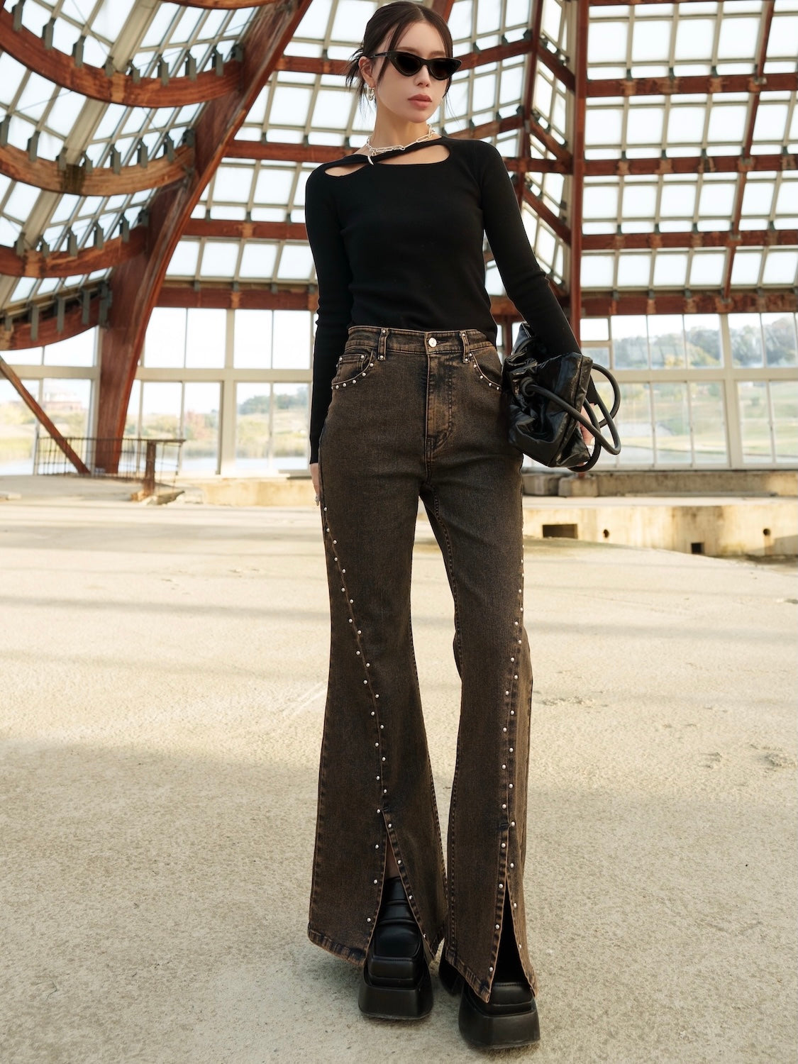 Ring アクセント KNIT トップス