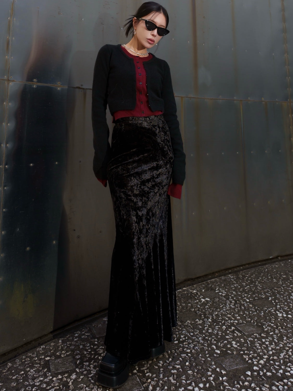 レイヤーライク Crew Neck KNIT カーディガン