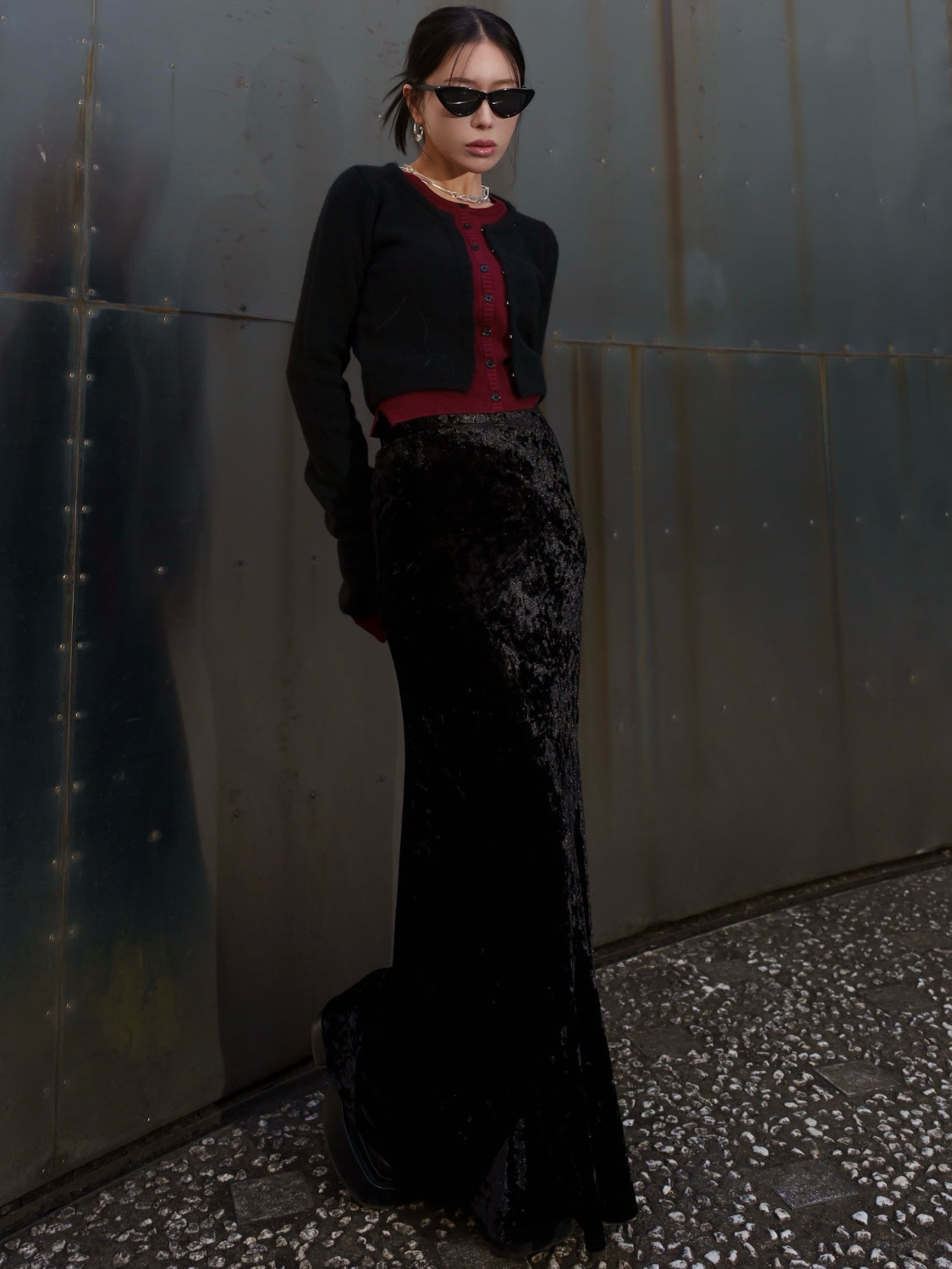 レイヤーライク Crew Neck KNIT カーディガン