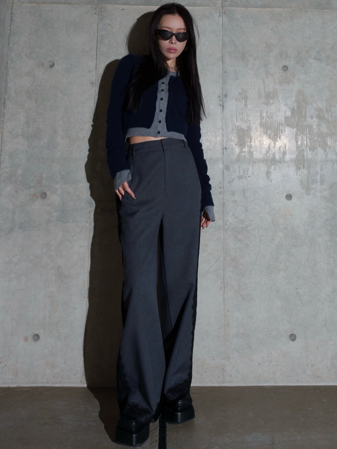 レイヤーライク Crew Neck KNIT カーディガン