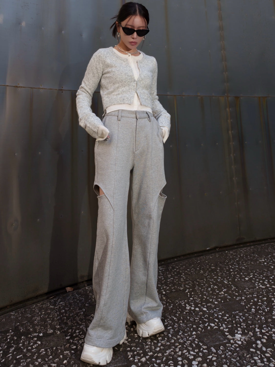 レイヤーライク Crew Neck KNIT カーディガン