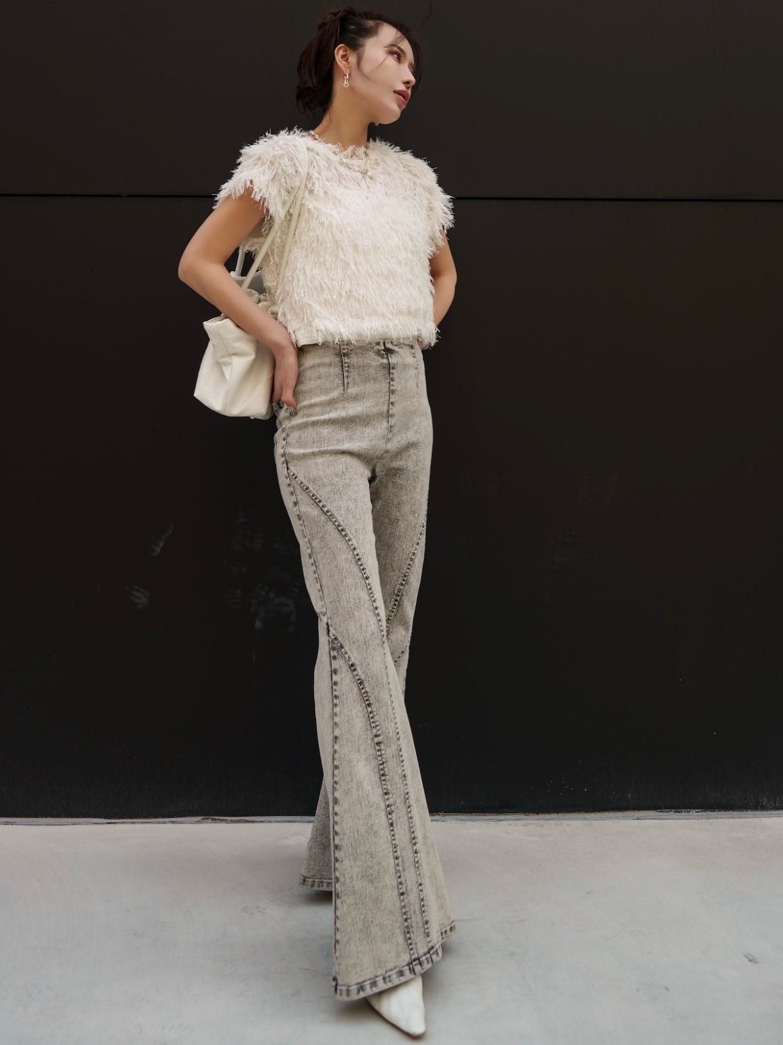 Multi-seam Stretch Flared Denim