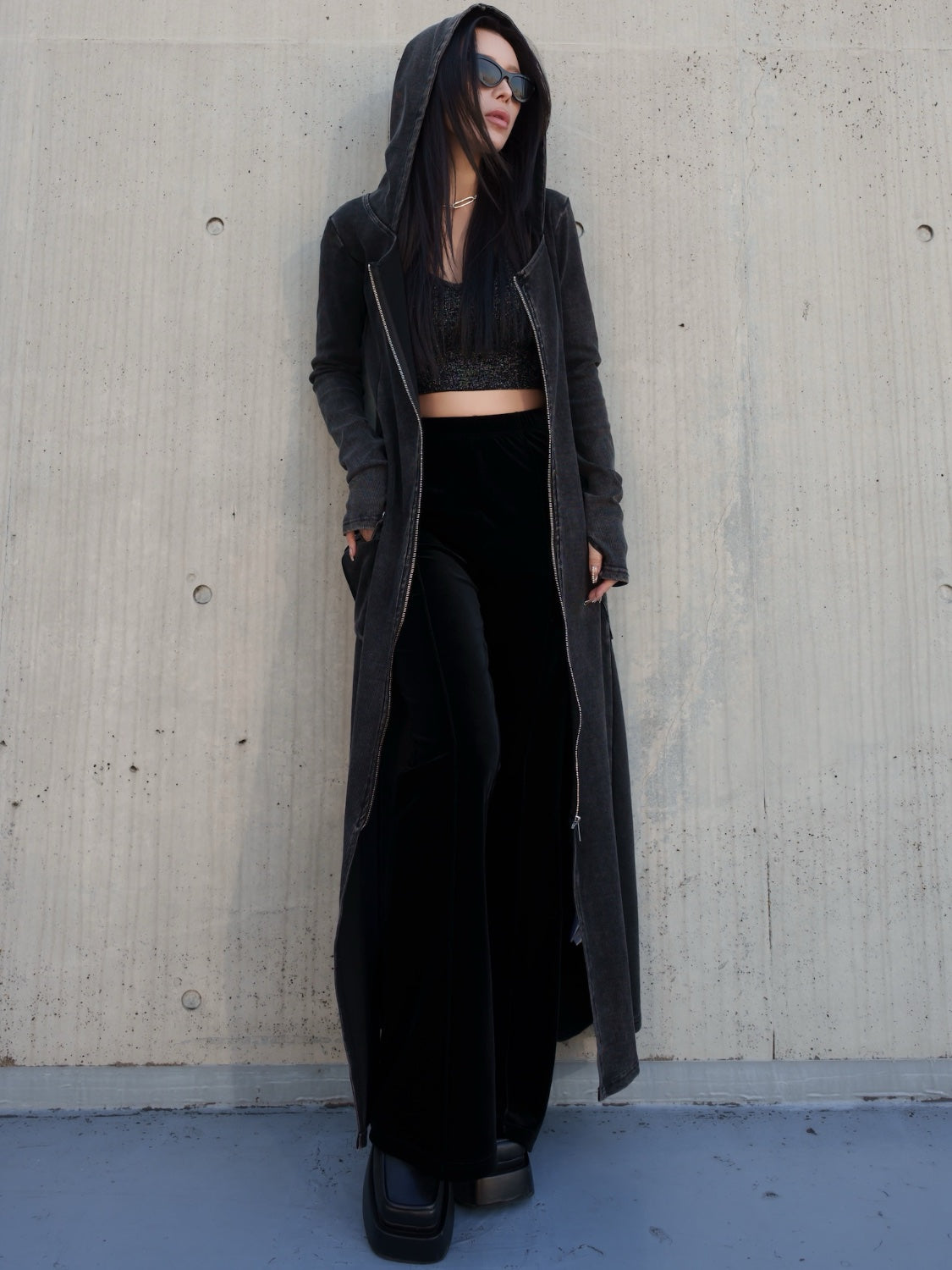 ピグメント Rib フーディー Zipワンピース